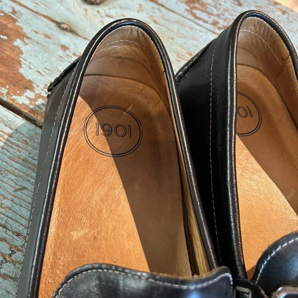 1901 men's Destin black leather horsebit driving loafers Size 10